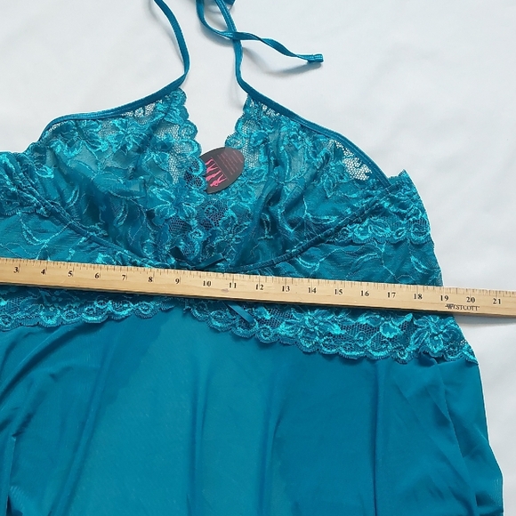 Teal Lace Halter Chemise Womens Size 4XL - Picture 7 of 9